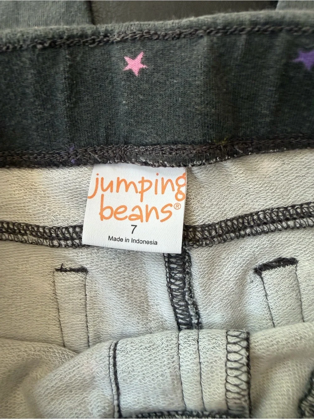 Jumping Beans - Girl’s Gray Leggings with Pastel Star Pattern